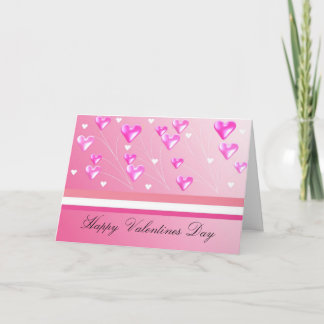 Floating Pink Valentine Hearts Holiday Card