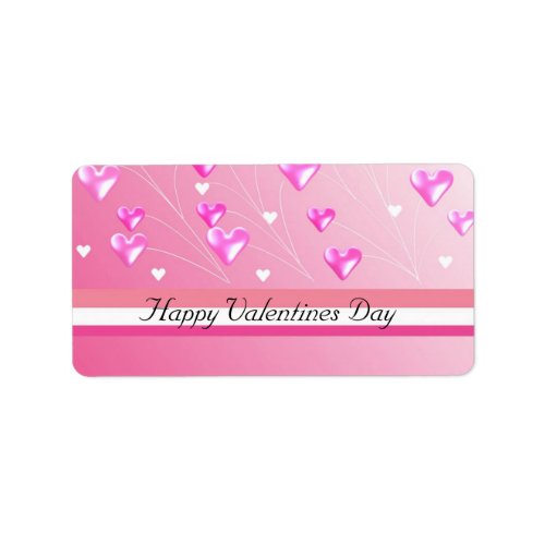 Floating Pink Valentine Hearts Label