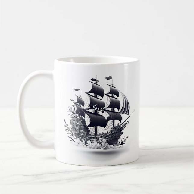 Floating Pirate Ship Coffee Mug (Left)