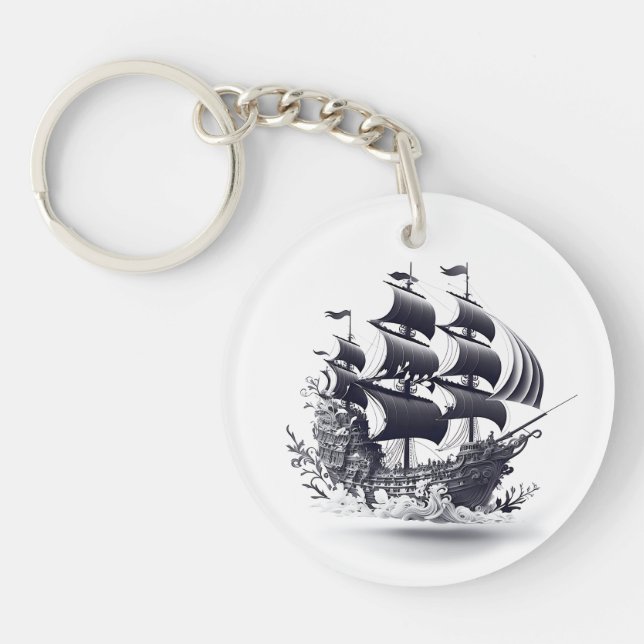 Floating Pirate Ship Keychain (Front)