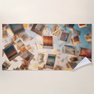 Floating Polaroid Memories Beach Towel