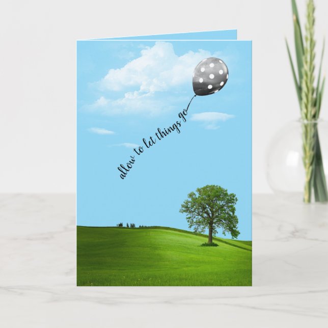 Floating Polka Dot Balloon Thinking of You Card (Front)
