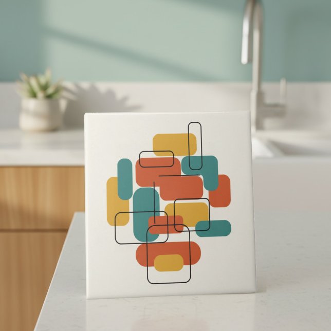 Floating Rectangles Abstract MCM #5 ID1224 Ceramic Tile (Creator Uploaded)