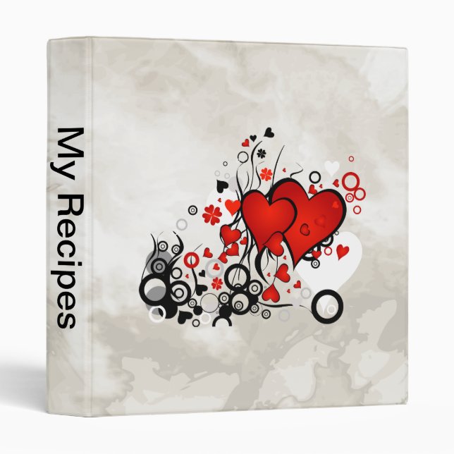Floating Red Hearts 3 Ring Binder (Front/Spine)