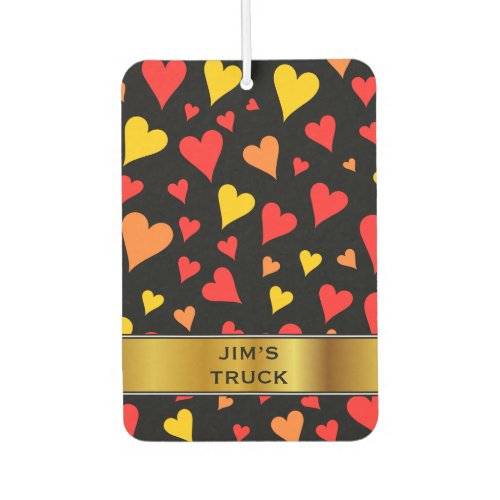 Floating Red Orange and Yellow Hearts Pattern Air Freshener