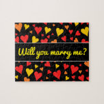 [ Thumbnail: Floating Red, Orange and Yellow Hearts Pattern Jigsaw Puzzle ]