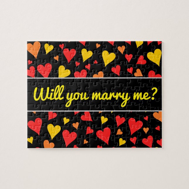 Floating Red, Orange and Yellow Hearts Pattern Jigsaw Puzzle (Horizontal)