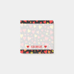 [ Thumbnail: Floating Red, Orange and Yellow Hearts Pattern Notes ]
