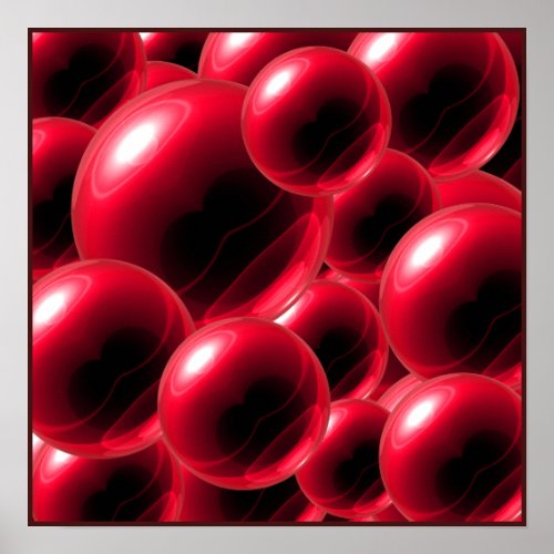 Floating Red Spheres Acrylic Wall Art