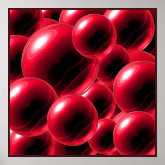 Floating Red Spheres Acrylic Wall Art (Front)
