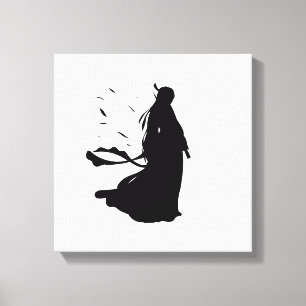 Floating Silence – Minimalist Female Silhouette Canvas Print