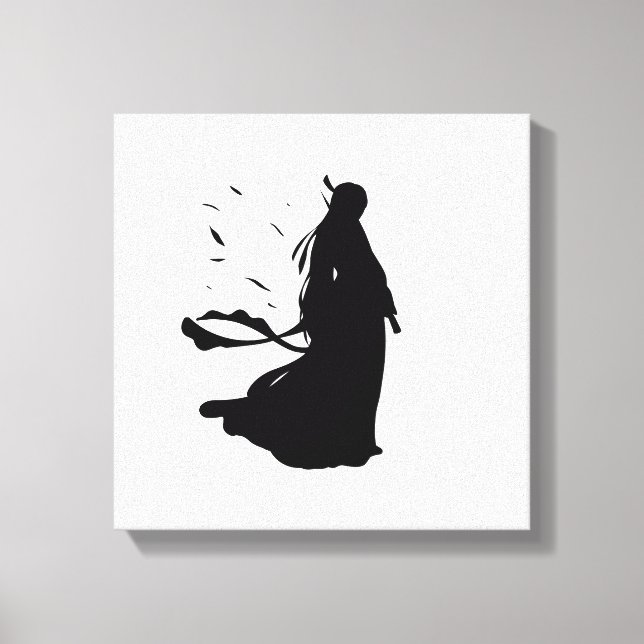 Floating Silence – Minimalist Female Silhouette Canvas Print (Front)