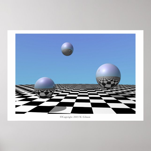 Floating Silver Orbs Poster (Front)