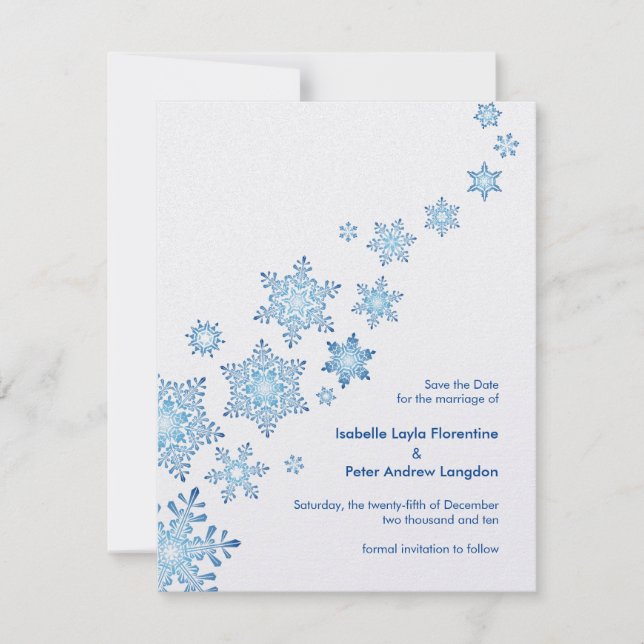 Floating Snowflakes Save the Date Wedding (Front)