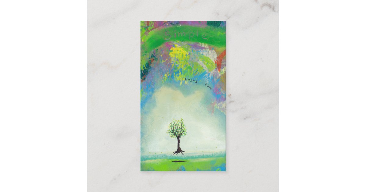 Floating Tree Colorful Modern Art In Motion Simple Business Card