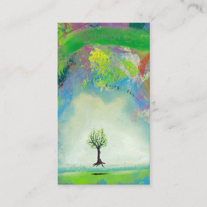 Floating Tree Colorful Modern Art In Motion Simple Business Card