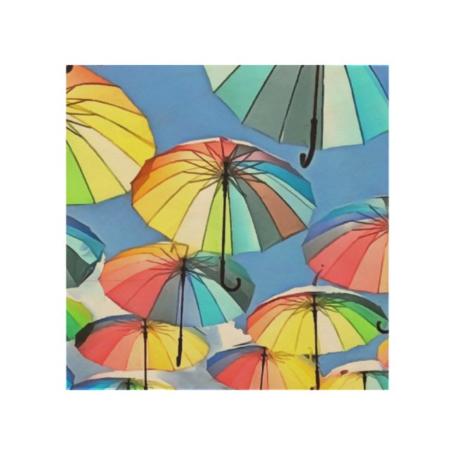 Floating Umbrella Sky Whimsical Parasols Art (Front)
