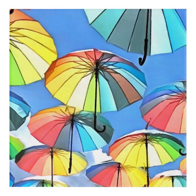 Floating Umbrella Sky Whimsical Parasols Art (Front)