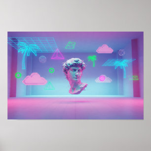 Floating Vaporwave Bust Poster