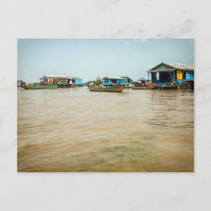 Floating Village, Houses & Boats, Cambodia Postcard