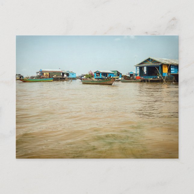 Floating Village, Houses & Boats, Cambodia Postcard (Front)