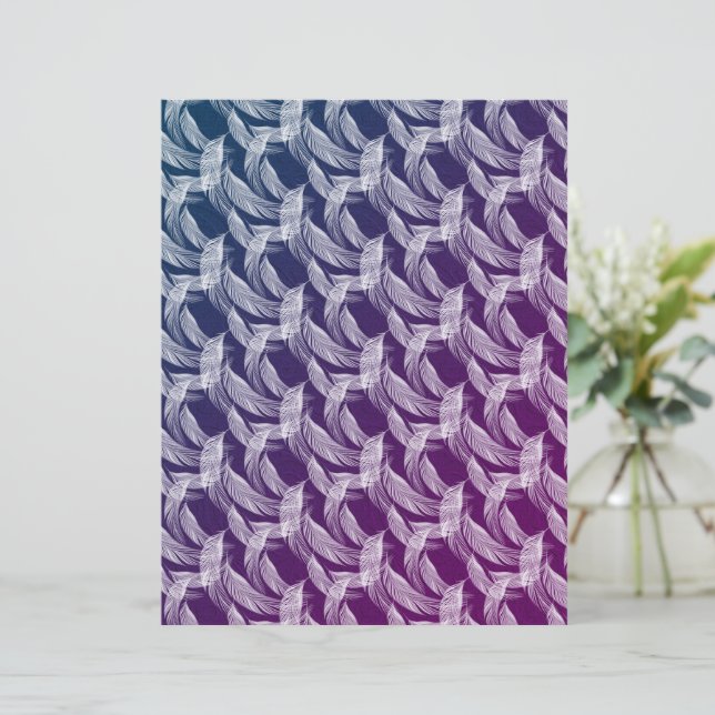 Floating White Feathers Scrapbook Paper (Standing Front)