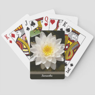 Floating White Waterlily Lotus Poker Cards