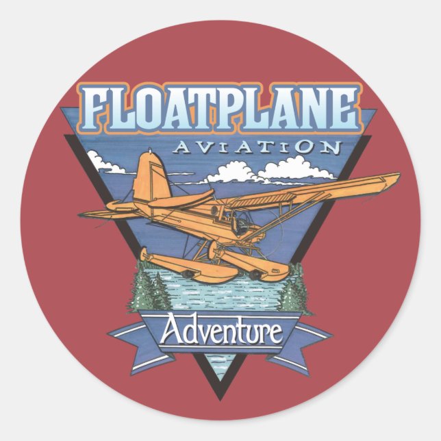 Floatplane Aviation Adventure Classic Round Sticker (Front)