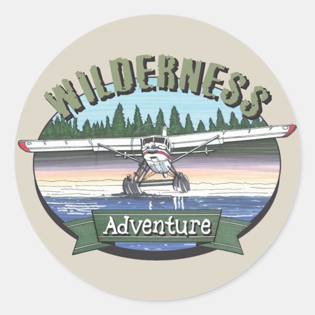 Floatplane Aviation Wilderness Adventure Classic Round Sticker (Front)