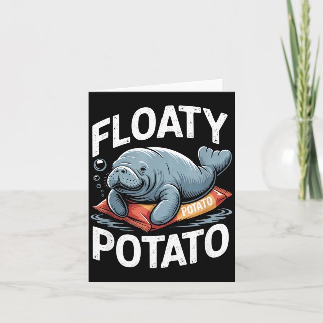 Floaty Tatoes Manatee Funny Sea Cow Ocean Animal L Card (Front)