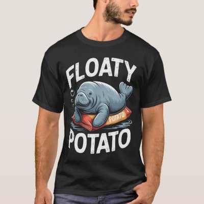 Floaty Tatoes Manatee Funny Sea Cow Ocean Animal L T-Shirt