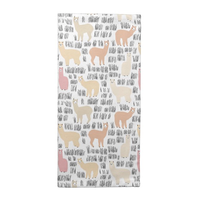 Flock Of Alpacas Pattern Cloth Napkin (Half Fold)