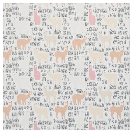 Flock Of Alpacas Pattern Fabric