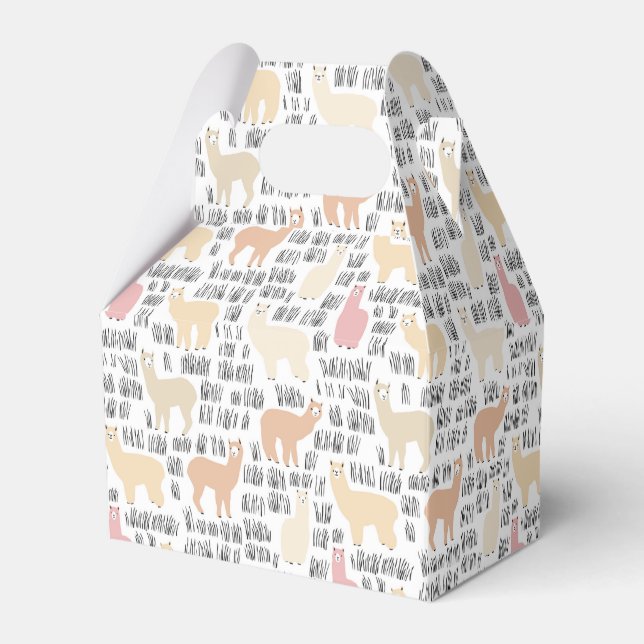 Flock Of Alpacas Pattern Favor Boxes (Front Side)