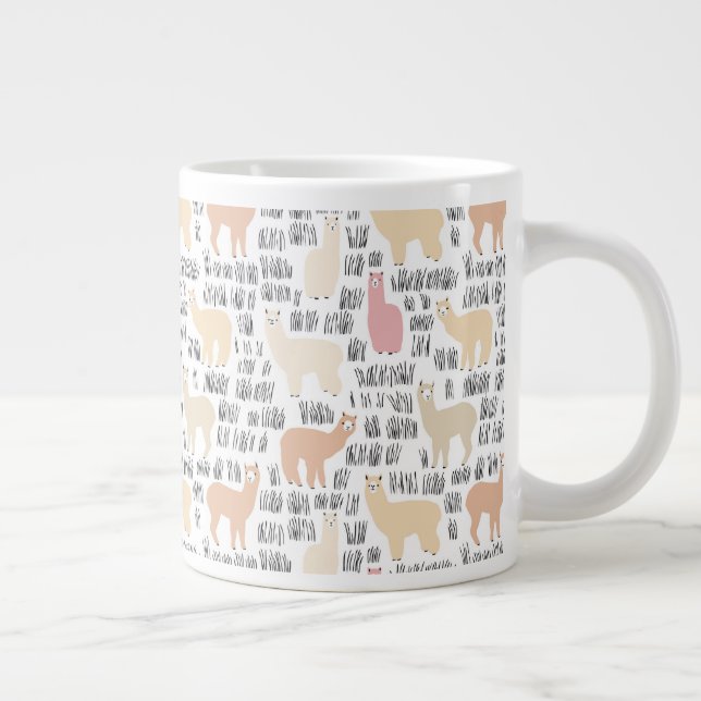 Flock Of Alpacas Pattern Giant Coffee Mug (Right)