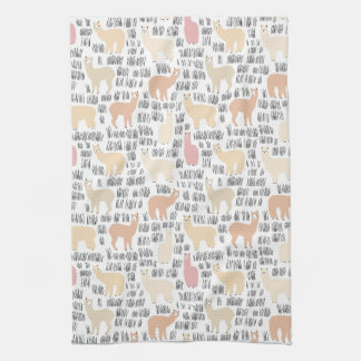 Flock Of Alpacas Pattern Kitchen Towel