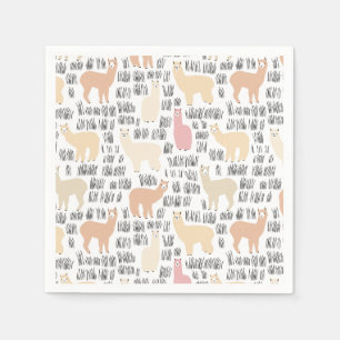 Flock Of Alpacas Pattern Napkins