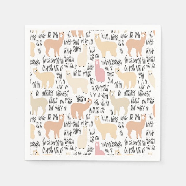 Flock Of Alpacas Pattern Napkins (Front)