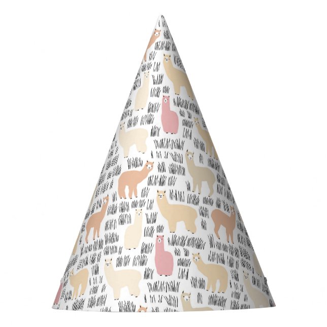 Flock Of Alpacas Pattern Party Hat (Front)