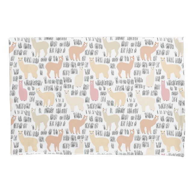 Flock Of Alpacas Pattern Pillow Case (Front-Left)