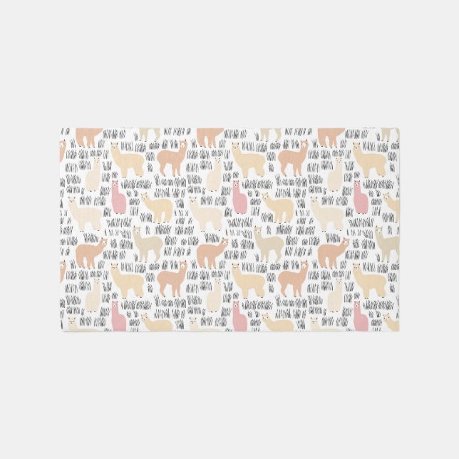 Flock Of Alpacas Pattern Rug (Front)
