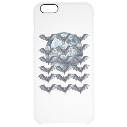 flock of bats under the white light of halloween u clear iPhone 6 plus case