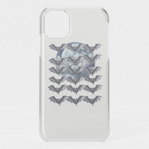 flock of bats under the white light of halloween iPhone 11 case