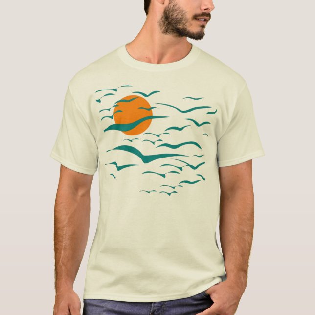 Flock Of Birds and Sunset T-Shirt (Front)