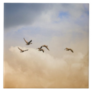 Flock of Birds in Flight Ceramic Tile