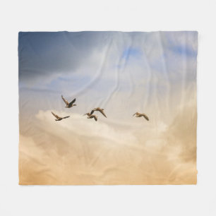 Flock of Birds in Flight Fleece Blanket