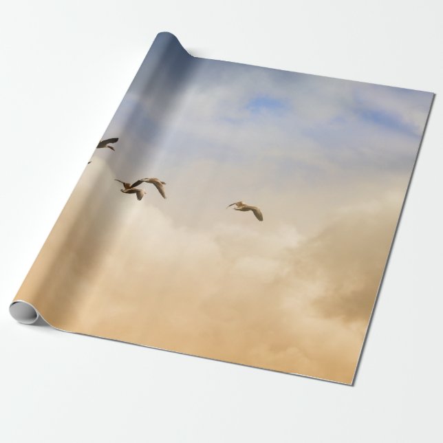 Flock of Birds in Flight Wrapping Paper (Unrolled)