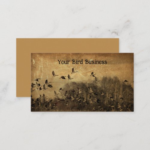 Flock Of Birds Vintage Antique Sepia Texture Geese Business Card