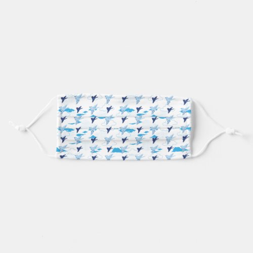 Flock of Blue Birds Pattern Adult Cloth Face Mask