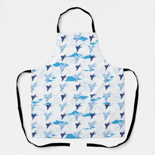 Flock of Blue Birds Pattern Apron